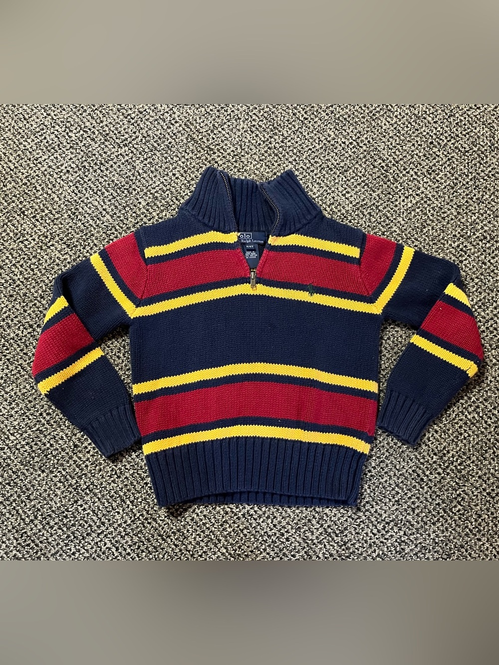 Vintage 90’s Polo Ralph Lauren Toddler Sweater Preppy Pullover Navy Stripe 4T